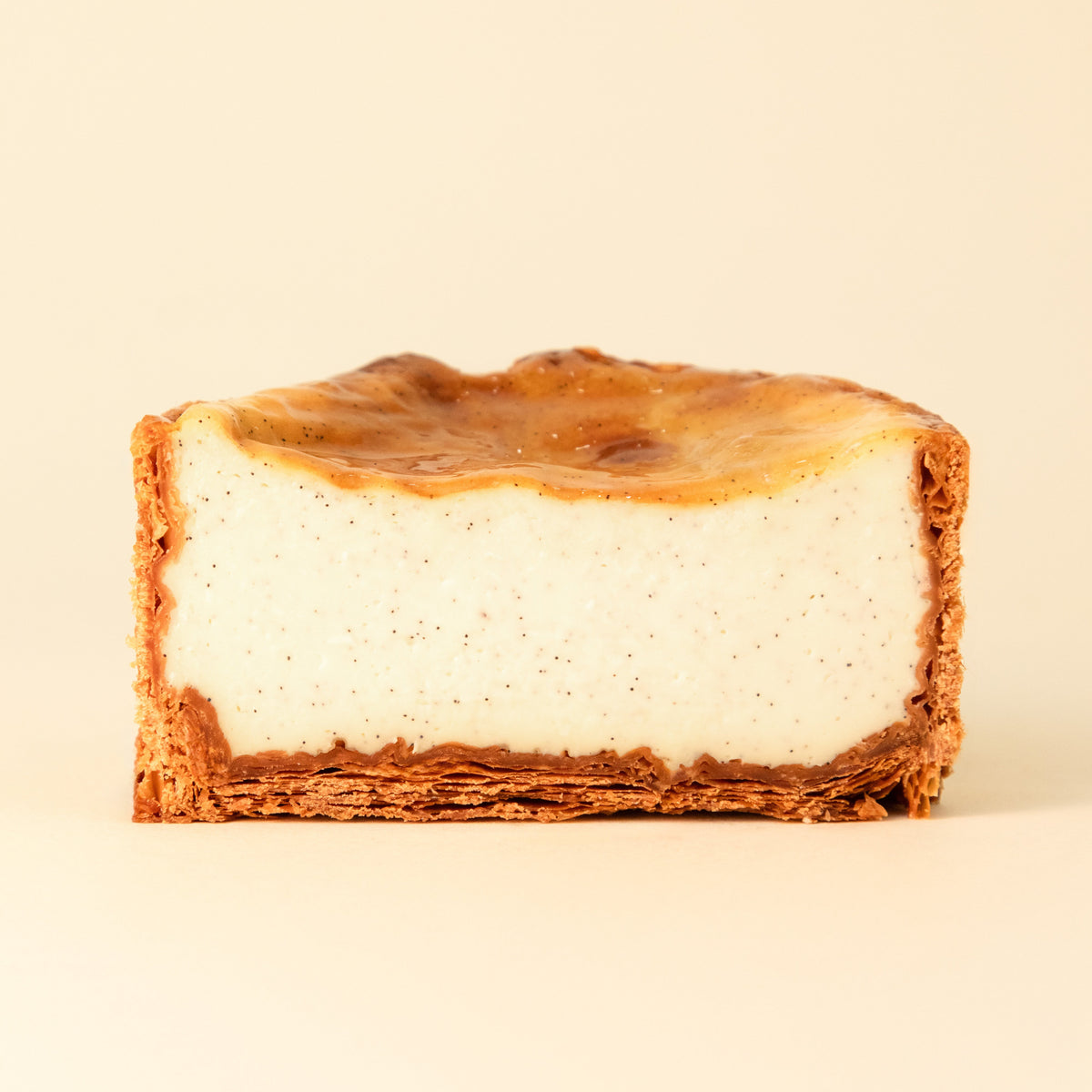 Flan vanille individuel vue rapprochée