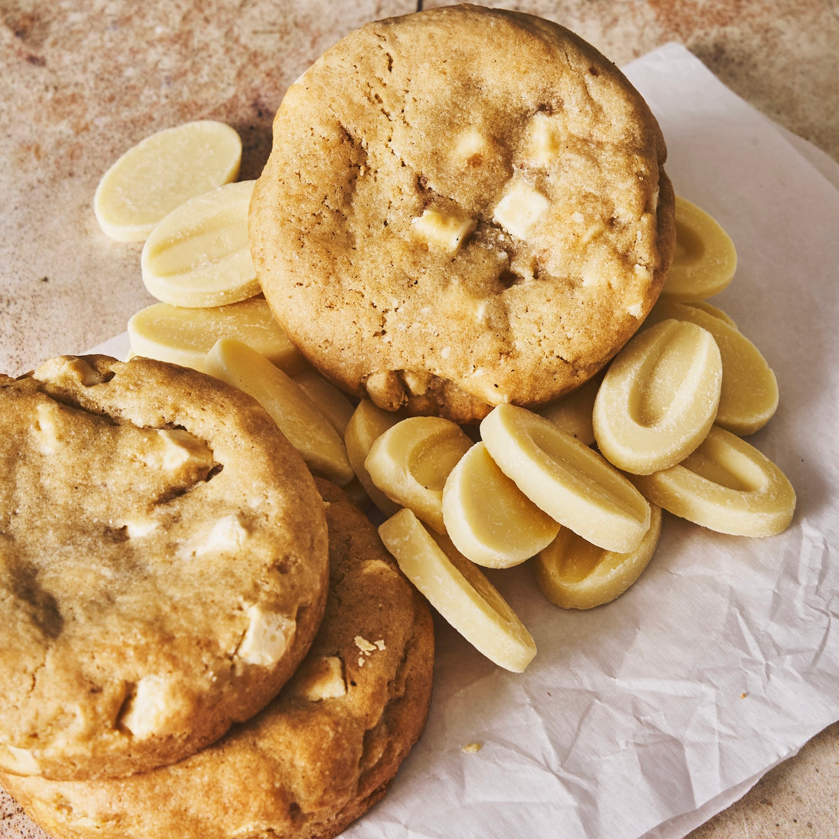 Cookie chocolat blanc vue rapprochée